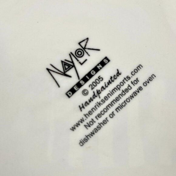 2005 MARY NAYLOR DESIGNS 6" Handpainted Cat Pet Food Bowl Birds Decorative - Picture 8 of 9